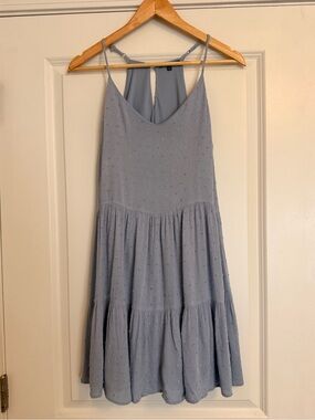 Staccato Blue Swiss Dot Tiered Midi Dress Small Boho Cottagecore